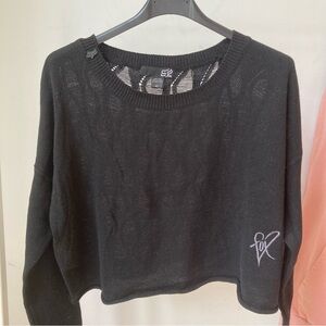 Fox Black Cropped Sweater